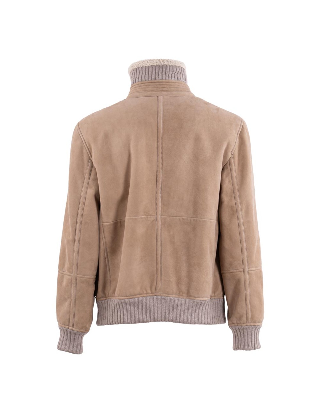 shop BRUNELLO CUCINELLI  Montone: Brunello Cucinelli bomber in shearling curly scamosciato con collo in maglia di cashmere.
Chiusura con zip e doppio cursore.
Collo con inserto in maglia a costina.
Tasche basse con zip.
Polsini e fondo in maglia a costina.
Fodera in shearling.
Composizione: 100% Pelliccia.
Fabbricato in Italia.. MPMLS1737-C4248 number 9405942